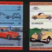 St Vincent - Bequia 1984 Cars #2 (Leaders of the World) $1 (1955 Citroen DS 19) imperf se-tenant proof pair in issued colours from limited printing unmounted mint*