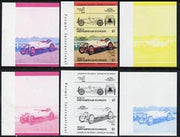 St Vincent - Bequia 1984 Cars #2 (Leaders of the World) $3 (1912 Hispano Suiza) set of 6 imperf se-tenant progressive colour proof pairs comprising the four individual colours plus 2 and all 4-colour composites unmounted mint