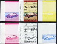 St Vincent - Bequia 1984 Cars #2 (Leaders of the World) $3 (1912 Hispano Suiza) set of 6 imperf se-tenant progressive colour proof pairs comprising the four individual colours plus 2 and all 4-colour composites unmounted mint