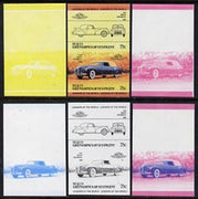 St Vincent - Bequia 1984 Cars #2 (Leaders of the World) 75c (1940 Lincoln Continental) set of 6 imperf se-tenant progressive colour proof pairs comprising the four individual colours plus 2 and all 4-colour composites unmounted mint