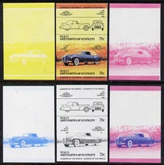 St Vincent - Bequia 1984 Cars #2 (Leaders of the World) 75c (1940 Lincoln Continental) set of 6 imperf se-tenant progressive colour proof pairs comprising the four individual colours plus 2 and all 4-colour composites unmounted mint