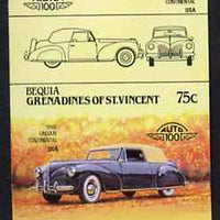 St Vincent - Bequia 1984 Cars #2 (Leaders of the World) 75c (1940 Lincoln Continental) imperf se-tenant proof pair in issued colours from limited printing unmounted mint*
