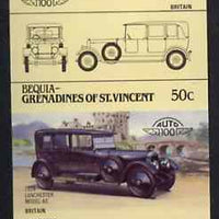 St Vincent - Bequia 1985 Cars #3 (Leaders of the World) 50c (1924 Lanchester) imperf se-tenant proof pair in issued colours from limited printing unmounted mint*