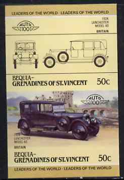 St Vincent - Bequia 1985 Cars #3 (Leaders of the World) 50c (1924 Lanchester) imperf se-tenant proof pair in issued colours from limited printing unmounted mint*