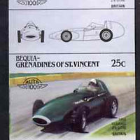 St Vincent - Bequia 1985 Cars #3 (Leaders of the World) 25c (1958 Vanwall 2.5 Litre) imperf se-tenant proof pair in issued colours from limited printing unmounted mint*