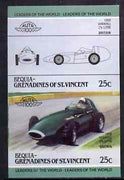 St Vincent - Bequia 1985 Cars #3 (Leaders of the World) 25c (1958 Vanwall 2.5 Litre) imperf se-tenant proof pair in issued colours from limited printing unmounted mint*
