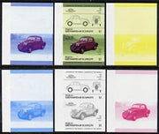 St Vincent - Bequia 1985 Cars #3 (Leaders of the World) $1 (1936 Fiat) set of 6 imperf se-tenant progressive colour proof pairs comprising the four individual colours plus 2 and all 4-colour composites unmounted mint
