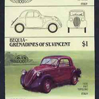 St Vincent - Bequia 1985 Cars #3 (Leaders of the World) $1 (1936 Fiat) imperf se-tenant proof pair in issued colours from limited printing unmounted mint*