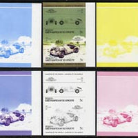 St Vincent - Bequia 1985 Cars #3 (Leaders of the World) 5c (1968 Excalibur) set of 6 imperf se-tenant progressive colour proof pairs comprising the four individual colours plus 2 and all 4-colour composites unmounted mint