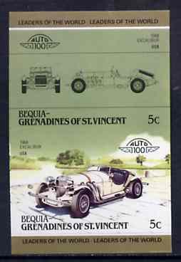 St Vincent - Bequia 1985 Cars #3 (Leaders of the World) 5c (1968 Excalibur) imperf se-tenant proof pair in issued colours from limited printing unmounted mint*