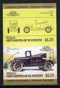 St Vincent - Bequia 1985 Cars #3 (Leaders of the World) $1.25 (Hudson Super Six) imperf se-tenant proof pair in issued colours from limited printing unmounted mint*