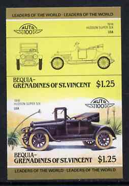 St Vincent - Bequia 1985 Cars #3 (Leaders of the World) $1.25 (Hudson Super Six) imperf se-tenant proof pair in issued colours from limited printing unmounted mint*