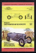 St Vincent - Bequia 1985 Cars #3 (Leaders of the World) $2 (Benz-Blitzen) imperf se-tenant proof pair in issued colours from limited printing unmounted mint*