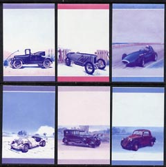 St Vincent - Bequia 1985 Cars #3 (Leaders of the World) set of 12 (6 se-tenant pairs) each in imperf progressive colour proofs in magenta & blue only unmounted mint
