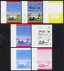 St Vincent - Bequia 1986 Cars #5 (Leaders of the World) 50c (1957 Austin Healey) set of 7 imperf se-tenant progressive colour proof pairs comprising the four individual colours plus 2, 3 and all 4-colour composites unmounted mint