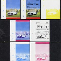 St Vincent - Bequia 1986 Cars #5 (Leaders of the World) 50c (1957 Austin Healey) set of 7 imperf se-tenant progressive colour proof pairs comprising the four individual colours plus 2, 3 and all 4-colour composites unmounted mint