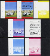 St Vincent - Bequia 1986 Cars #5 (Leaders of the World) 50c (1957 Austin Healey) set of 7 imperf se-tenant progressive colour proof pairs comprising the four individual colours plus 2, 3 and all 4-colour composites unmounted mint