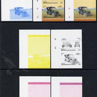 St Vincent - Bequia 1986 Cars #5 (Leaders of the World) 25c (1910 Stanley Model 60) set of 7 imperf se-tenant progressive colour proof pairs comprising the four individual colours plus 2, 3 and all 4-colour composites unmounted mint