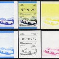 St Vincent - Bequia 1986 Cars #5 (Leaders of the World) $3 (1954 Mercedes Benz) set of 6 imperf se-tenant progressive colour proof pairs comprising the four individual colours plus 2 and all 4-colour composites unmounted mint