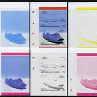St Vincent - Bequia 1986 Cars #5 (Leaders of the World) 75c (1964 Bluebird II) set of 6 imperf se-tenant progressive colour proof pairs comprising the four individual colours plus 2 and all 4-colour composites unmounted mint