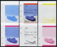 St Vincent - Bequia 1986 Cars #5 (Leaders of the World) 75c (1964 Bluebird II) set of 6 imperf se-tenant progressive colour proof pairs comprising the four individual colours plus 2 and all 4-colour composites unmounted mint