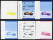St Vincent - Bequia 1986 Cars #5 (Leaders of the World) 65c (1929 Isotta Fraschini) set of 6 imperf se-tenant progressive colour proof pairs comprising the four individual colours plus 2 and all 4-colour composites unmounted mint