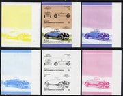 St Vincent - Bequia 1986 Cars #5 (Leaders of the World) $1 (1922 Duesenberg Model A) set of 6 imperf se-tenant progressive colour proof pairs comprising the four individual colours plus 2 and all 4-colour composites unmounted mint