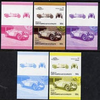 St Vincent - Bequia 1986 Cars #6 (Leaders of the World) 90c (1928 Mercedes Benz) set of 5 imperf se-tenant progressive colour proof pairs comprising two individual colours, two 2-colour composites plus all 4-colour final design unmounted mint