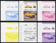 St Vincent - Bequia 1986 Cars #6 (Leaders of the World) 20c (1968 Ford Escort) set of 6 imperf se-tenant progressive colour proof pairs comprising the four individual colours plus 2 and all 4-colour composites unmounted mint