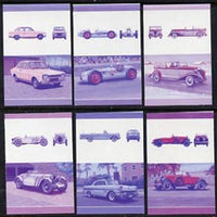 St Vincent - Bequia 1986 Cars #6 (Leaders of the World) set of 12 (6 se-tenant pairs) each in imperf progressive colour proofs in magenta & blue only unmounted mint