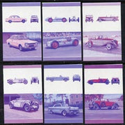 St Vincent - Bequia 1986 Cars #6 (Leaders of the World) set of 12 (6 se-tenant pairs) each in imperf progressive colour proofs in magenta & blue only unmounted mint