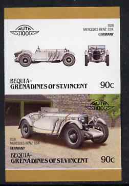 St Vincent - Bequia 1986 Cars #6 (Leaders of the World) 90c (1928 Mercedes Benz) imperf se-tenant proof pair in issued colours from limited printing unmounted mint*