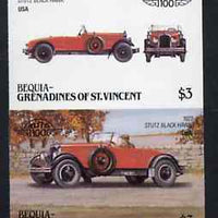 St Vincent - Bequia 1986 Cars #6 (Leaders of the World) $3 (1927 Stutz Black Hawk) imperf se-tenant proof pair in issued colours from limited printing unmounted mint*