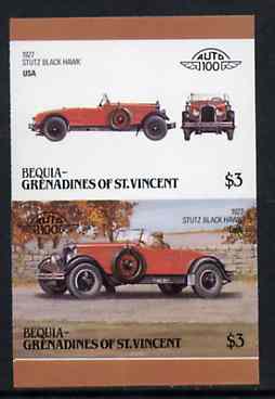 St Vincent - Bequia 1986 Cars #6 (Leaders of the World) $3 (1927 Stutz Black Hawk) imperf se-tenant proof pair in issued colours from limited printing unmounted mint*
