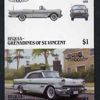 St Vincent - Bequia 1986 Cars #6 (Leaders of the World) $1 (1957 Pontiac Bonneville) imperf se-tenant proof pair in issued colours from limited printing unmounted mint*