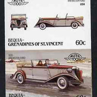 St Vincent - Bequia 1986 Cars #6 (Leaders of the World) 60c (1935 Brewster Ford) imperf se-tenant proof pair in issued colours from limited printing unmounted mint*