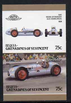 St Vincent - Bequia 1986 Cars #6 (Leaders of the World) 75c (1948 Moore-Offenhauser Special) imperf se-tenant proof pair in issued colours from limited printing unmounted mint*