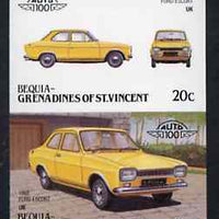 St Vincent - Bequia 1986 Cars #6 (Leaders of the World) 20c (1968 Ford Escort) imperf se-tenant proof pair in issued colours from limited printing unmounted mint*