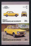 St Vincent - Bequia 1986 Cars #6 (Leaders of the World) 20c (1968 Ford Escort) imperf se-tenant proof pair in issued colours from limited printing unmounted mint*