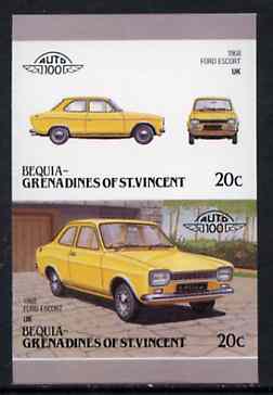 St Vincent - Bequia 1986 Cars #6 (Leaders of the World) 20c (1968 Ford Escort) imperf se-tenant proof pair in issued colours from limited printing unmounted mint*
