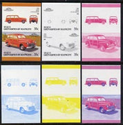 St Vincent - Bequia 1987 Cars #7 (Leaders of the World) 35c (1948 Ford Station Wagon) set of 6 imperf se-tenant progressive colour proof pairs comprising the four individual colours plus 2 and all 4-colour composites unmounted mint