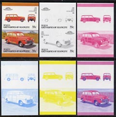 St Vincent - Bequia 1987 Cars #7 (Leaders of the World) 35c (1948 Ford Station Wagon) set of 6 imperf se-tenant progressive colour proof pairs comprising the four individual colours plus 2 and all 4-colour composites unmounted mint