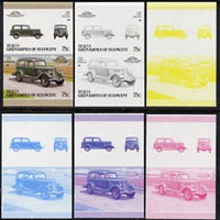 St Vincent - Bequia 1987 Cars #7 (Leaders of the World) 75c (1936 Ford Popular) set of 6 imperf se-tenant progressive colour proof pairs comprising the four individual colours plus 2 and all 4-colour composites unmounted mint