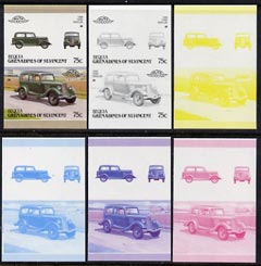 St Vincent - Bequia 1987 Cars #7 (Leaders of the World) 75c (1936 Ford Popular) set of 6 imperf se-tenant progressive colour proof pairs comprising the four individual colours plus 2 and all 4-colour composites unmounted mint