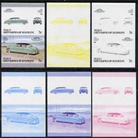 St Vincent - Bequia 1987 Cars #7 (Leaders of the World) 5c (1952 Hudson Hornet) set of 6 imperf se-tenant progressive colour proof pairs comprising the four individual colours plus 2 and all 4-colour composites unmounted mint