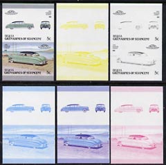 St Vincent - Bequia 1987 Cars #7 (Leaders of the World) 5c (1952 Hudson Hornet) set of 6 imperf se-tenant progressive colour proof pairs comprising the four individual colours plus 2 and all 4-colour composites unmounted mint