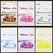 St Vincent - Bequia 1987 Cars #7 (Leaders of the World) $1.25 (1977 Coyote Ford) set of 6 imperf se-tenant progressive colour proof pairs comprising the four individual colours plus 2 and all 4-colour composites unmounted mint