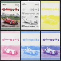 St Vincent - Bequia 1987 Cars #7 (Leaders of the World) 20c (1939 Maserati,8 CTF) set of 6 imperf se-tenant progressive colour proof pairs comprising the four individual colours plus 2 and all 4-colour composites unmounted mint
