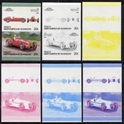 St Vincent - Bequia 1987 Cars #7 (Leaders of the World) 20c (1939 Maserati,8 CTF) set of 6 imperf se-tenant progressive colour proof pairs comprising the four individual colours plus 2 and all 4-colour composites unmounted mint