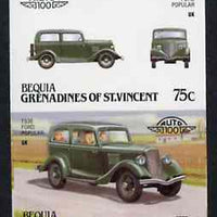 St Vincent - Bequia 1987 Cars #7 (Leaders of the World) 75c (1936 Ford Popular) imperf se-tenant proof pair in issued colours from limited printing unmounted mint*